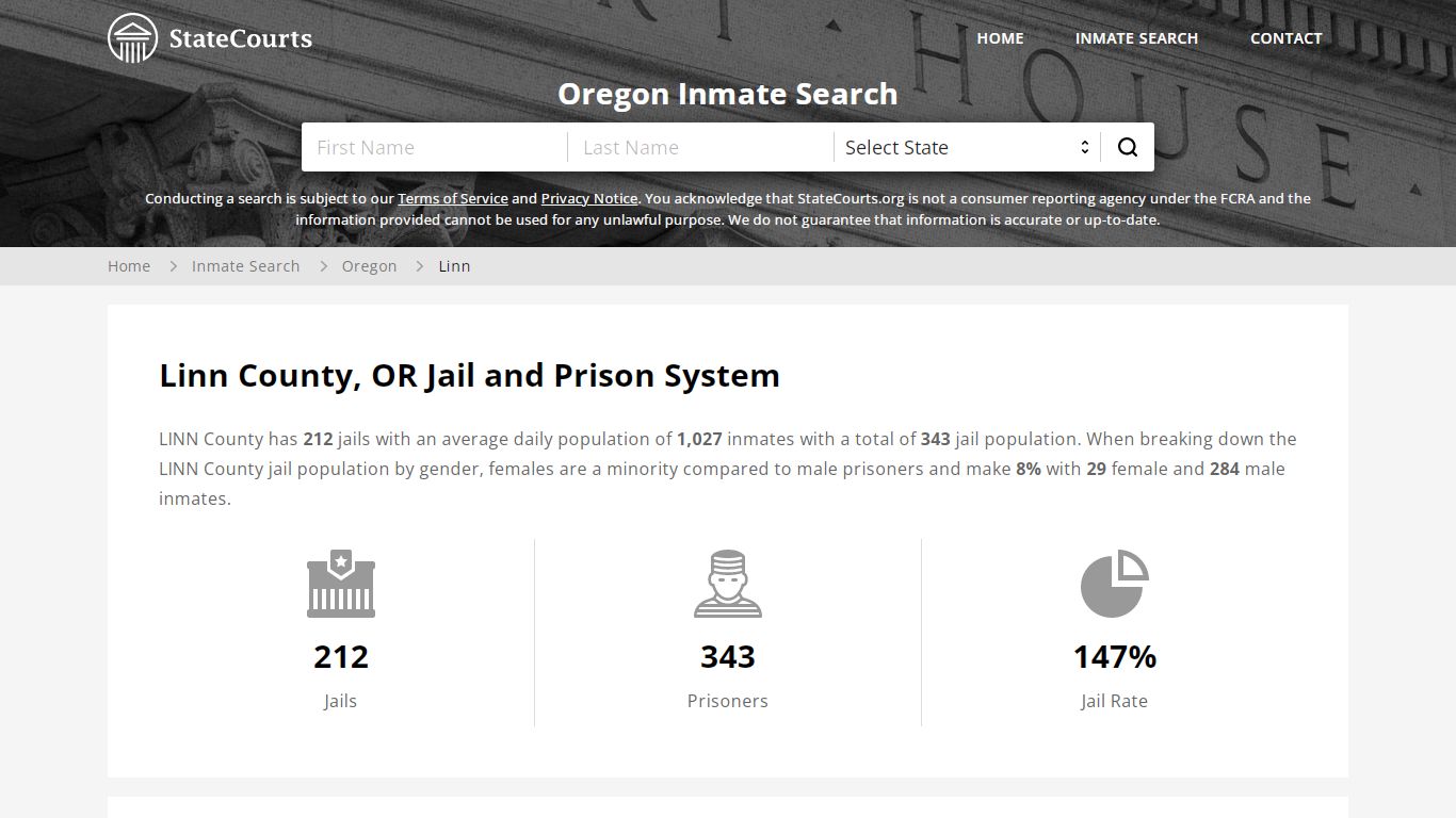 Linn County, OR Inmate Search - StateCourts